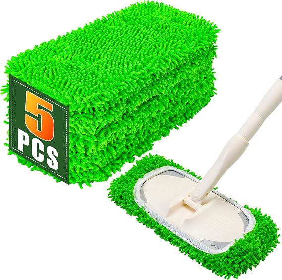 Mop Pads for Swiffer Sweeper Reusable Microfiber 5PCS Dry Wet Replacement Mop Pad Refills Sweeping Mopping Cloths for Floor Cleaning