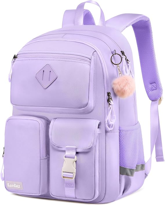 School Backpack for Teen Girls, Cute College Backpacks for Kids Students | Bookbag Fit 15.6 Inch Laptop Bag, Primary Middle School Backpacks, Purple