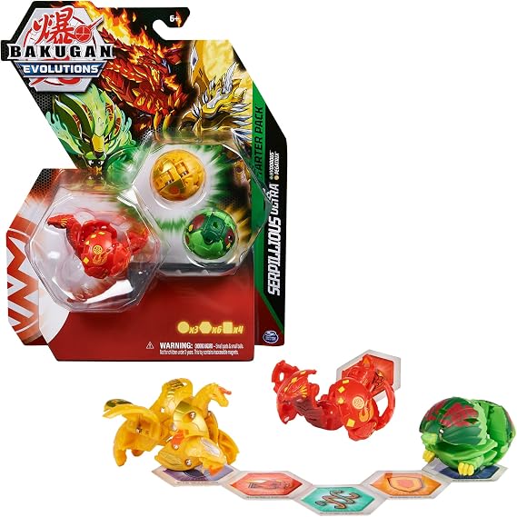 BAKUGAN 'Evolutions' Starter Pack of 3 Balls (Ultra Pyrus Serpillious, Basic Ventus Hydorous, Basic Aurelus Pegatrix)