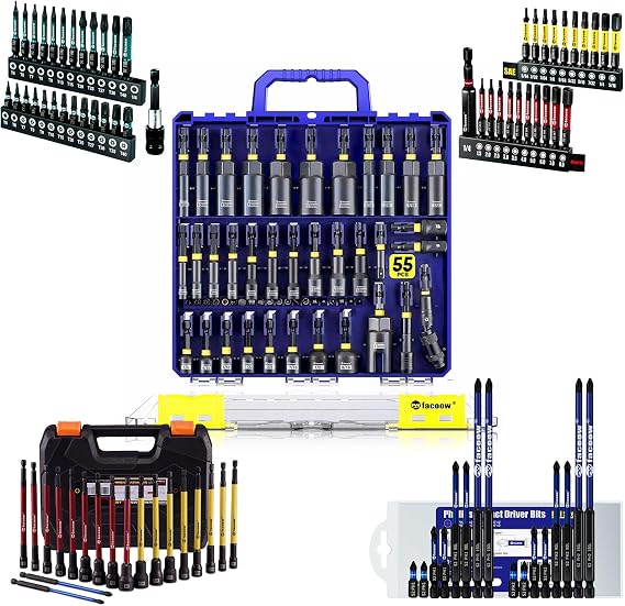 Facoow Phillis Torx Hex Bits Sets & Deep Nut Driver Set & Long Nut Driver Set