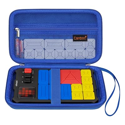 Canboc Carrying Travel Case Compatible with GiiKER Super Slide Puzzle Games, Brain Teaser Puzzle Organizer Storage Bag, Mesh Pocket fit Magnetic Sliding Tiles and Batteries, Blue Case Only
