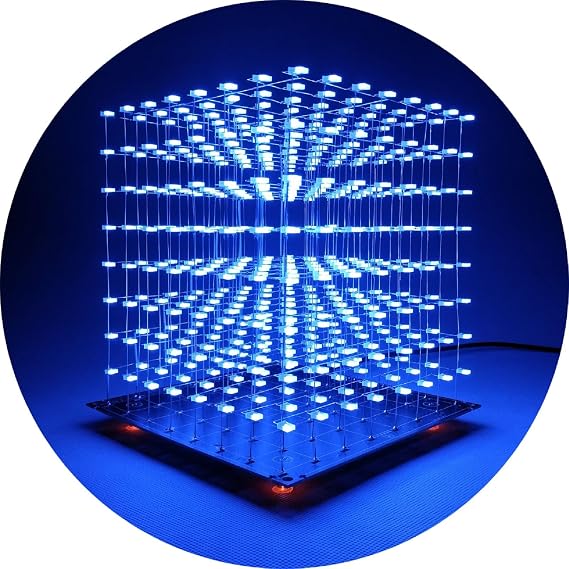 3D Led Cube DIY Electronics Kit Soldering Project Kit (3D8S-BLUE)