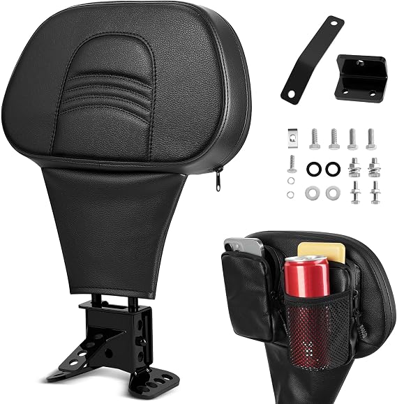 Rider Driver Backrest, Detachable Driver Rider Backrest Pad Fit for Harley Davidson Touring Street Glide Road Glide Electra Glide Road King CVO 1988-2024, Black