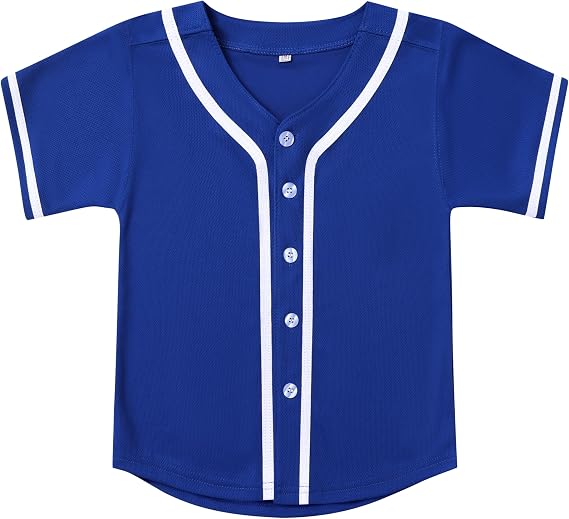 Youth Button Down Plain Baseball Jersey, Blank Softball Team Uniform, Hip Hop Hipster Short Sleeve Active Shirts