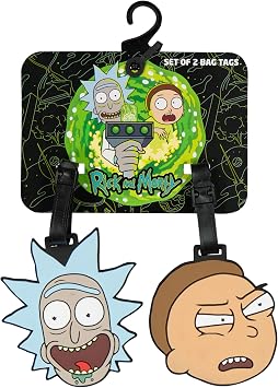FUL Rick and Morty Luggage Tags, 2-Piece PVC Suitcase ID Tag Set with Adjustable Straps, Multi