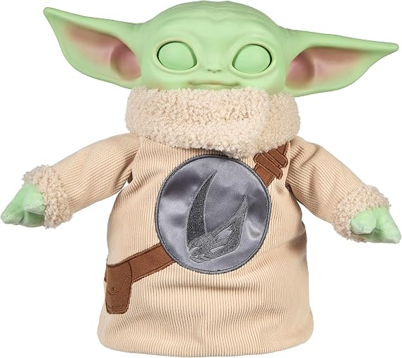 Mattel ​Star Wars The Mandalorian &amp; Grogu Movie Pick-Me-Up Grogu 11-inch Tall Feature Plush with opening eyes Vinyl Head Soft Plush Body and Hands, JKN44