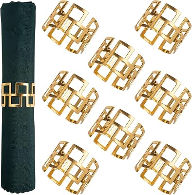 Christmas Napkin Rings- Set of 16 Gold Napkin Holder Round Metal Napkin Buckle for Xmas Holiday Party Dinner Wedding Dining Table Decoration