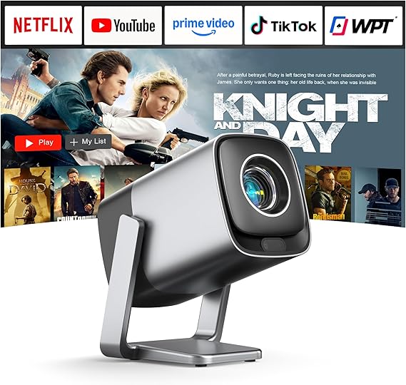 [Compatible with Netflix & TOF Real-time Focus] Mini Projector with WiFi and Bluetooth, XuanPad Silver Smart Projector 4K Support, Dolby Audio & Keystone, 210 Rotatable Stand for Home