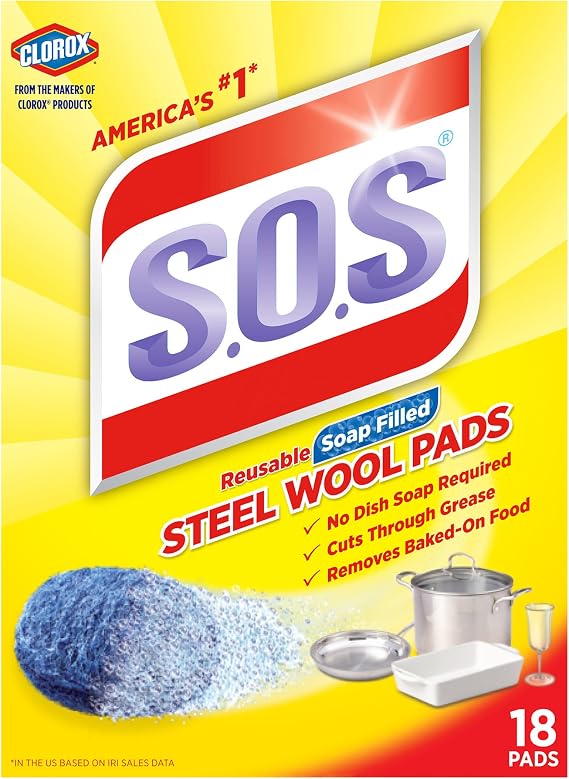 S.O.S 98018 S.O.S Steel Wool Soap Pads 18 Count