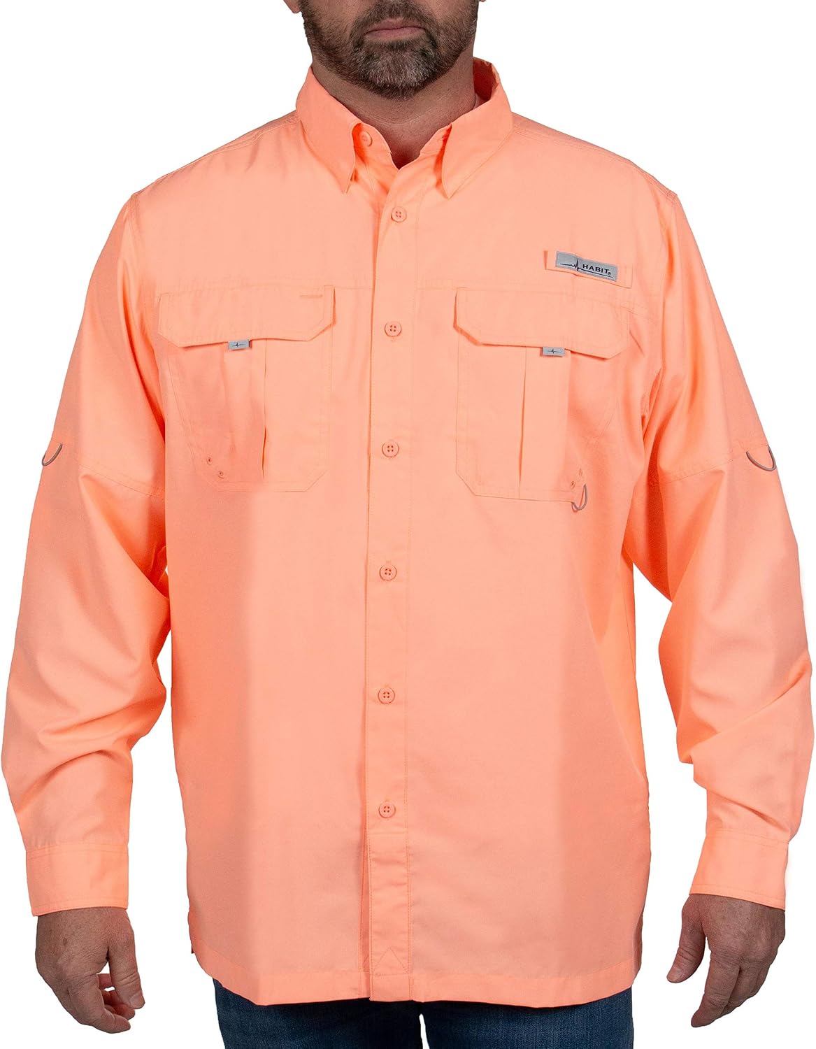 HABIT Mens Fourche Mountain Long Sleeve River Guide Fishing Shirt - UPF 40 UV Protection