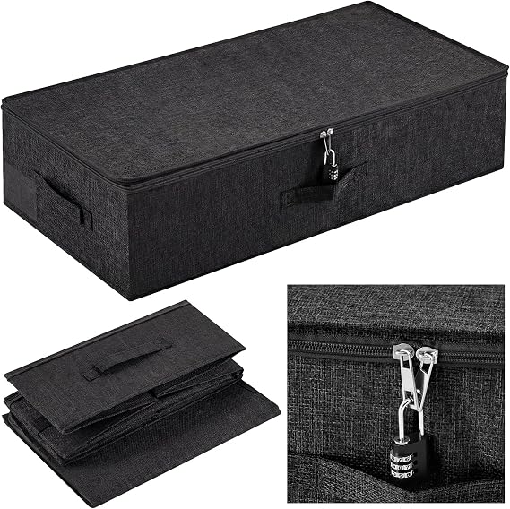 Briwooody 29.9 x 15 x 6.7in Discreet Lockable Under Bed Storage Bag,Black