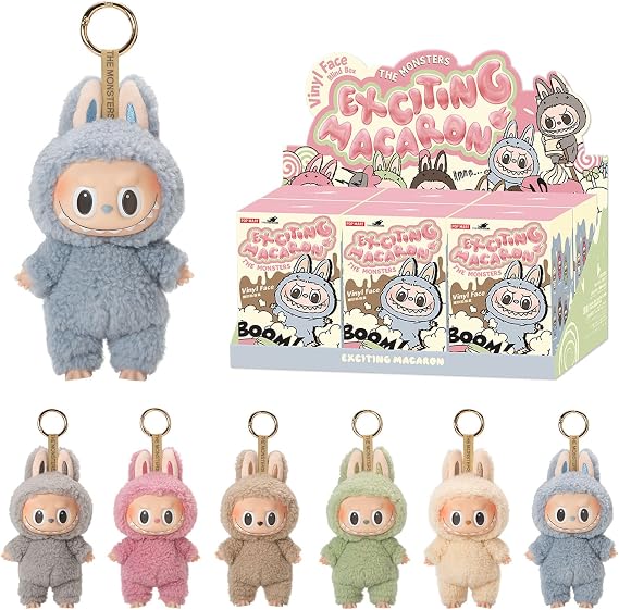 POP MART The Monsters - Exciting Macarons Vinyl Plush Blind Box, Whole Set | 6PCs The Monsters Blind Box Figures, Random Design Action Figures Collectible Toys Home Decorations, Whole Set