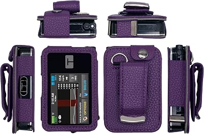 Fitted Leather Case with Rotating Belt Clip  Screen Protector for Tandem Insulin Pump Tandem t:Slim X2 Purple