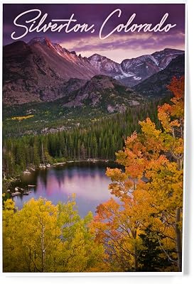 Lantern Press 8x12 Art Print, Silverton, Colorado, Purple Sky and Lake