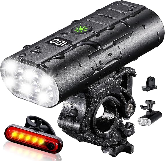 Yosky True 2000 Lumen Bike Lights for Night Riding EVO 6800mAh 6 LED Bike Headlight and Tail Light Set Rechargeable Bike Light Front and Back for Road Mountain Bike, Waterproof Safety Light