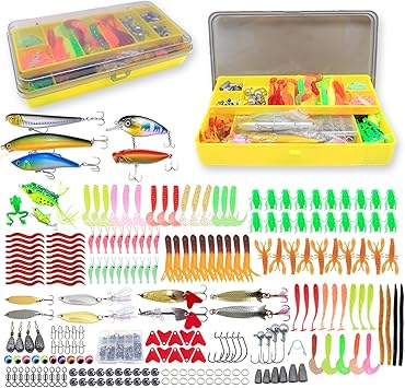 Fishing Lure Kit for Freshwater Saltwater Bass Trout Salmon 99pcs/431pcs Tackle Box with Spoons, Soft Plastics, Spinnerbaits, Crankbaits, Hooks and Fishing