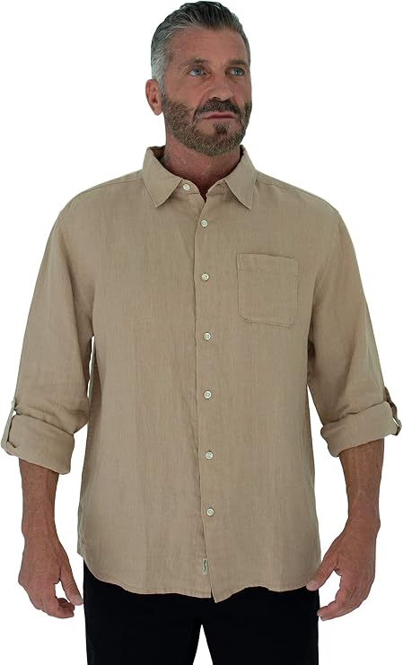 Men's Long Sleeve Linen Shirt, with roll up Sleeves