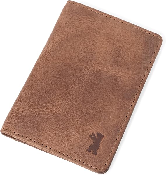 BERLINER BAGS Slim Leather Bifold Wallet Men Porto, Gift Box Brown | Front Pocket Bifold Wallet, 6 Card Slots, 2 Slip-in Bill Pockets, RFID Blocking