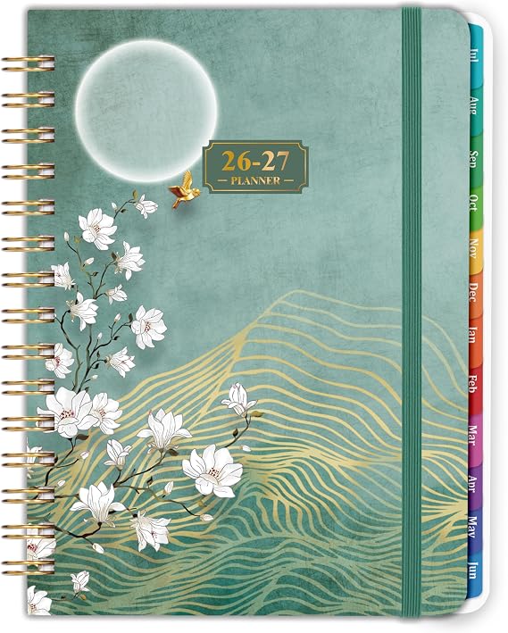 Planner 2026-2027 - Jul. 2026 - JUN. 2027, Planner Weekly and Monthly 2026-2027, Weekly and Monthly Planner with Colorful Tabs, Premium Paper, Twin-wire Binding - Hardcover (6.4" x 8.5", Green, Back Pocket)