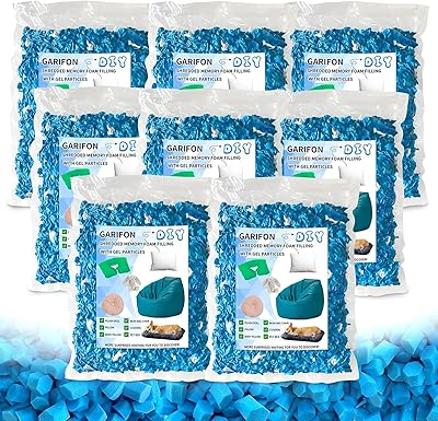 40.1lbs Bean Bag Filler, Pillow Filler Stuffing, Bean Bag Filling, Shredded Memory Foam Filling, Punching Bag Filler, Foam Refill for PoufOttoman StuffingBoxing Bag,Added Gel Particles