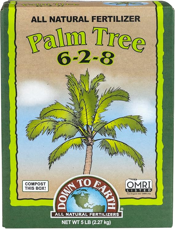 Down To Earth All Natural Fertilizers Organic Palm Tree - 6-2-8, 5 lb | Plant Food for Palms, Cycads, Exotic Plants, Tropical Landscapes, Outdoor Containers