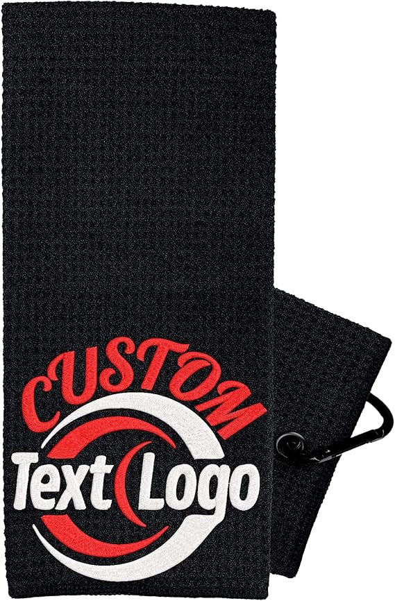 Custom Embroidered Golf Towel Personalized Text/Word/Logo/Image Monogrammed Golf Towels with Clip Golf Towel for Golf Gifts