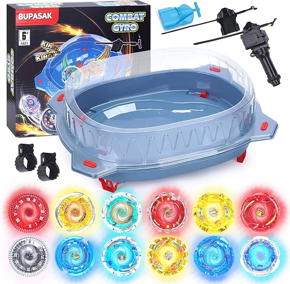 Stadium Arena Set, 12 Light Ignite Spin-Tops, 3 Launchers & 1 Grip, Ages 6+