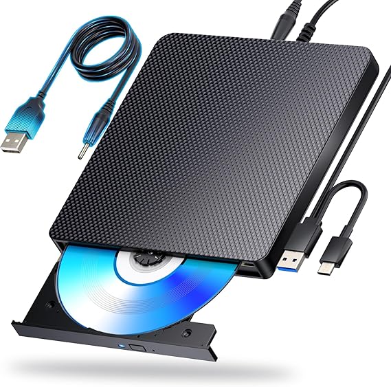 External Blu ray Drives Player Read/Write Compatible Bluray Burner USB 3.0 / Type-C BD DVD Burner Blu ray Player for pc, Windows 7-11 & Mac(Black)