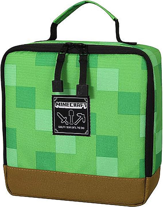 JINX Minecraft Creeper Block Insulated Kids School Lunch Box, Green, 8.5" x 8.5" x 4"