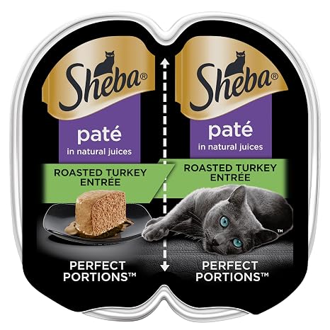 Sheba Perfect Portions Wet Cat Food Pate Roasted Turkey Entree, 2.6 oz. Twin-Pack Tray