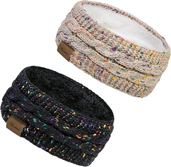 YSense Winter Headbands for Women, Ear Warmer Headband Womens Cable Knit Fleece Lined Ear Warmers Stocking Stuffers Gifts