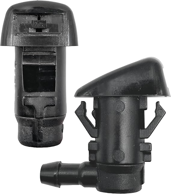 Click&Fit Windscreen Washer Jets Compatible with Jeep Grand Cherokee 11-21, Cherokee 14-21, Dodge 07-17 Nitro Challenger Charger, Chrysler – Wiper Water Spray nozzles Replaces, Dual Spray Fan, 2 pcs