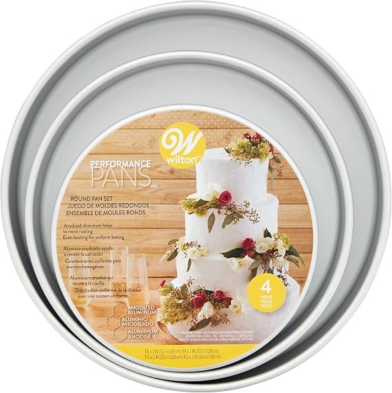 Wilton Aluminum Round Cake Pan Set, Made Without PFAS, 4-Piece