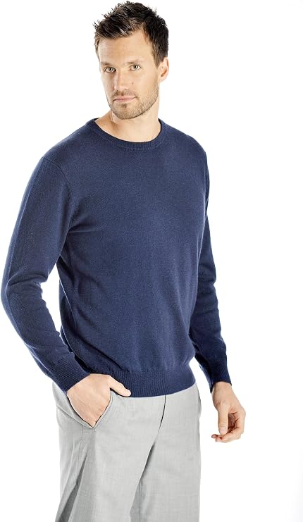 Cashmere Boutique Men's 100% Cashmere Crewneck Pullover Sweater