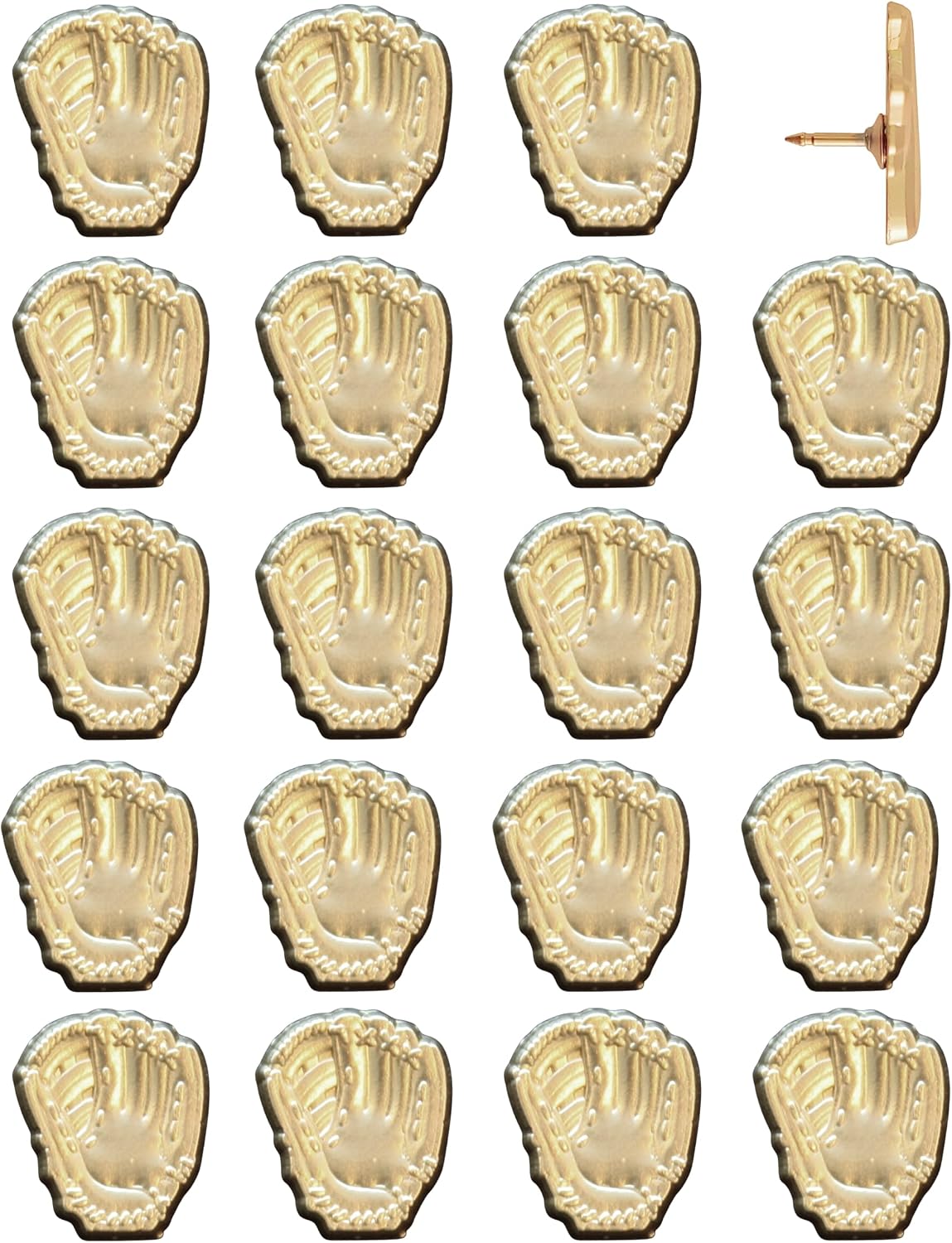 Baseball Glove Push Pins - Gold Baseball Glove Map Pins for Cork Boards, Maps, or Lapel Use - Designed in USA - Set of 20