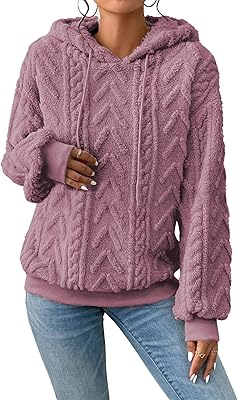 Sherpa Fleece Hoodie for Women Fluffy Sherpa Sweatshirt Plus Size Soft Warm Fuzzy Pullover Hoodies Loose Fit Pullover