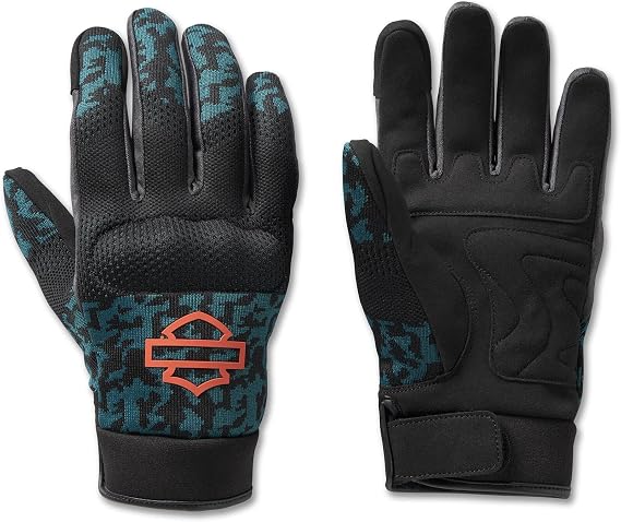 Harley-Davidson Men's Mesh Motorcycle Gloves - Blue Camo, 98137-23VM