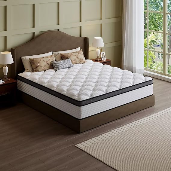 12 Inch Twin Hybrid Memory Foam Mattress in a Box, Cooling Gel for Pressure Relief & Back Pain Support, CertiPUR-US Certified, Medium Firm Bed, Fiberglass Free, Breathable Comfort Sleep