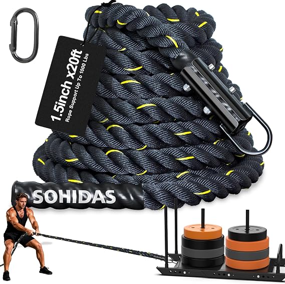 20FT Weight Sled Rope Workout Sled Pulling Ropes, Sled Push Gym Equipment Weight Sled Pull Rope for Training Tire Pulling Workout Fitness Resistance Football Exercise Equipment for Men Women