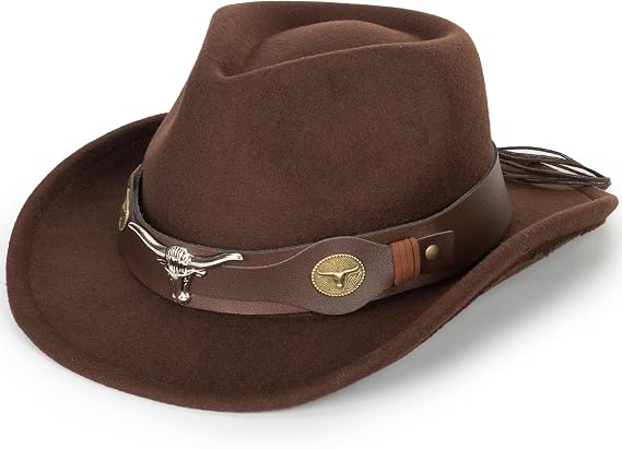 Kids Western Cowboy Hat for Boys Girls - Felt Fedora-Jazz-Hat for Kids 2-6Years