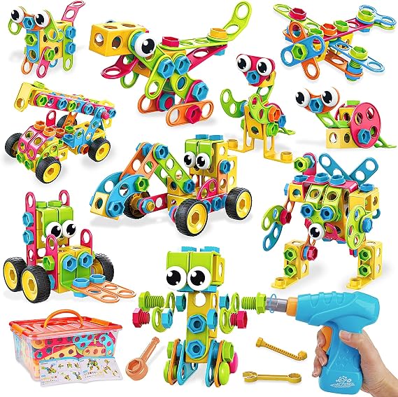 199PCS Building Blocks STEM Toys for 3 4 5 6 7 8+ Year Old Boy Girl Birthday Gifts Preschool Educational Building Toys for Kids Ages 3-5 4-8 5-7 6-8 Erector Sets Stem Kits Activities Creative Games