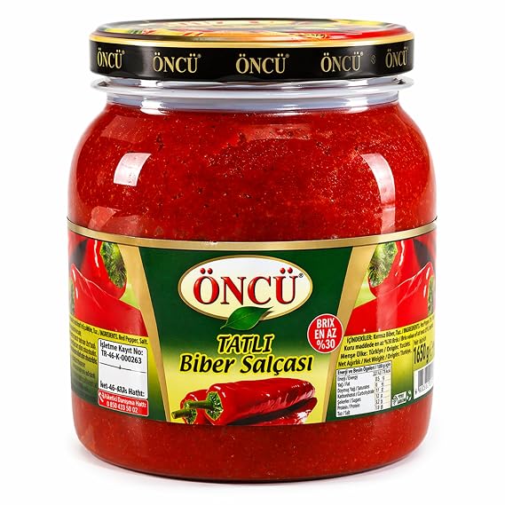 ONCU Mild Red Pepper Paste, 100% Natural, Traditional Turkish Pepper Paste, High Brix Concentrate, No Preservatives, Rich Flavor, 1650g (3.6 lb)