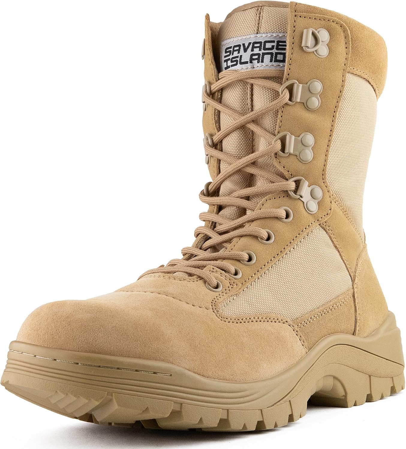 Savage Island Sentinel PRO Leather Combat Boots – Side Zip &amp; Lace Up Military Tactical Breathable Partol Boots for Motorbike, Security, Cadets &amp; Police