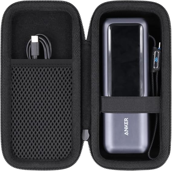 co2CREA Hard Case for Anker 25,000mAh Laptop 25K 165W Power Bank, Black | Compatible with Zolo A1695, Mesh Accessory Pocket, Comfortable Wrist Strap, Cable Organization