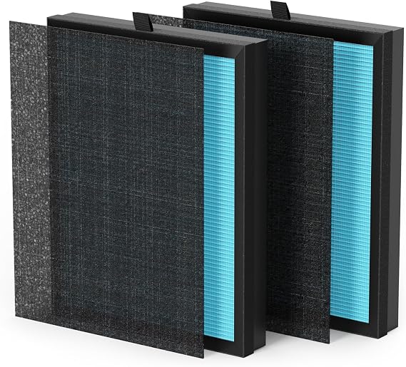 VOOPNU DH-JHD08 Air Filter Replacement 4-in-1 True H13 Filter for Harmful Particulate, Dust, Hair, Dander, Odor - Standard Version (Blue), 2 Pack