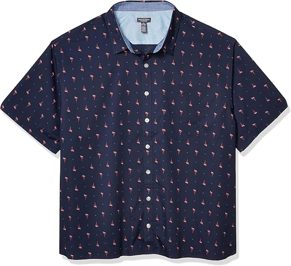 Van Heusen Men's Big and Tall Never Tuck Short Sleeve Button Down Shirt