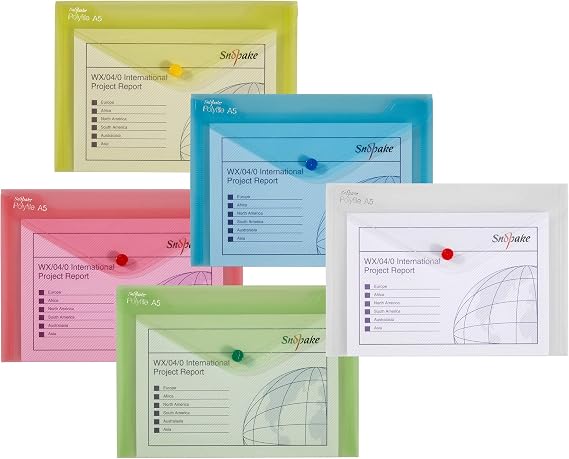Snopake Polyfile Classic Wallet File Polypropylene A5 Assorted Ref 11395 (Pack 5)