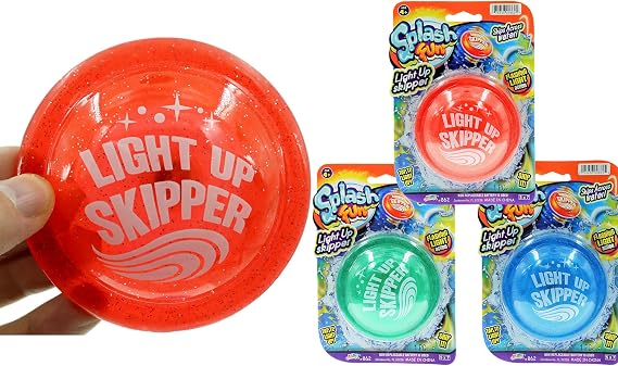JA-RU Light Up Water Skipper Disc (3 Discs) Water Skipping Toy for Kids, Pool & Travel Beach Toys for Summer Outdoor Play, Party Favors & Easter Basket Stuffers 862-3s