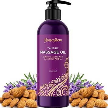 Lavender Massage Oil for Couples Relaxation - Non Greasy Non Staining Irresistibly Silky Full Body Massage Oil for Massage Therapy with Lavender Essential Oil - Therapeutic Grade Non GMO and Vegan