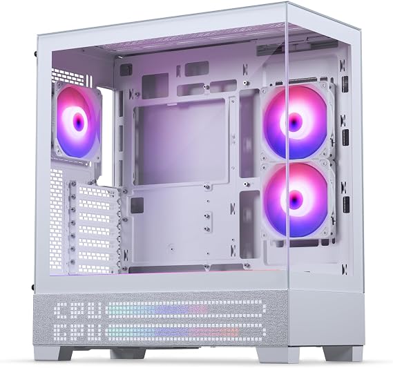 Phanteks XT View Matrix Mid-Tower ATX Gaming PC Case, 600-LED Matrix Display, Tempered Glass Front & Side Panels, USB-C 3.2 Gen2, 3X D-RGB Fans Included, Rear-Connector Ready (Grey White)
